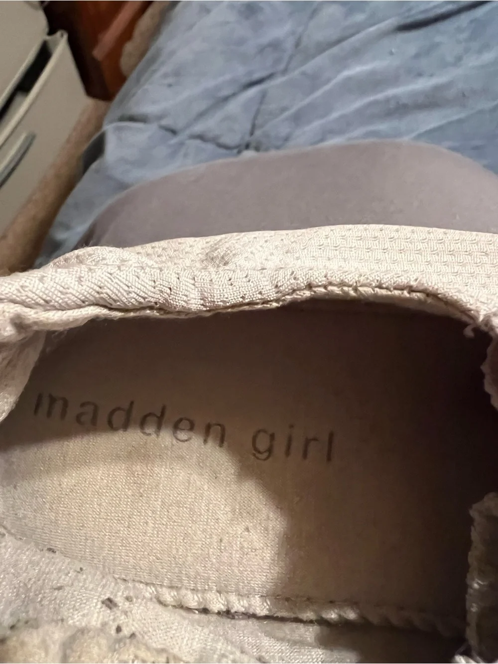 Madden Girl Light Beige Perforated Lace-Up Sneakers
